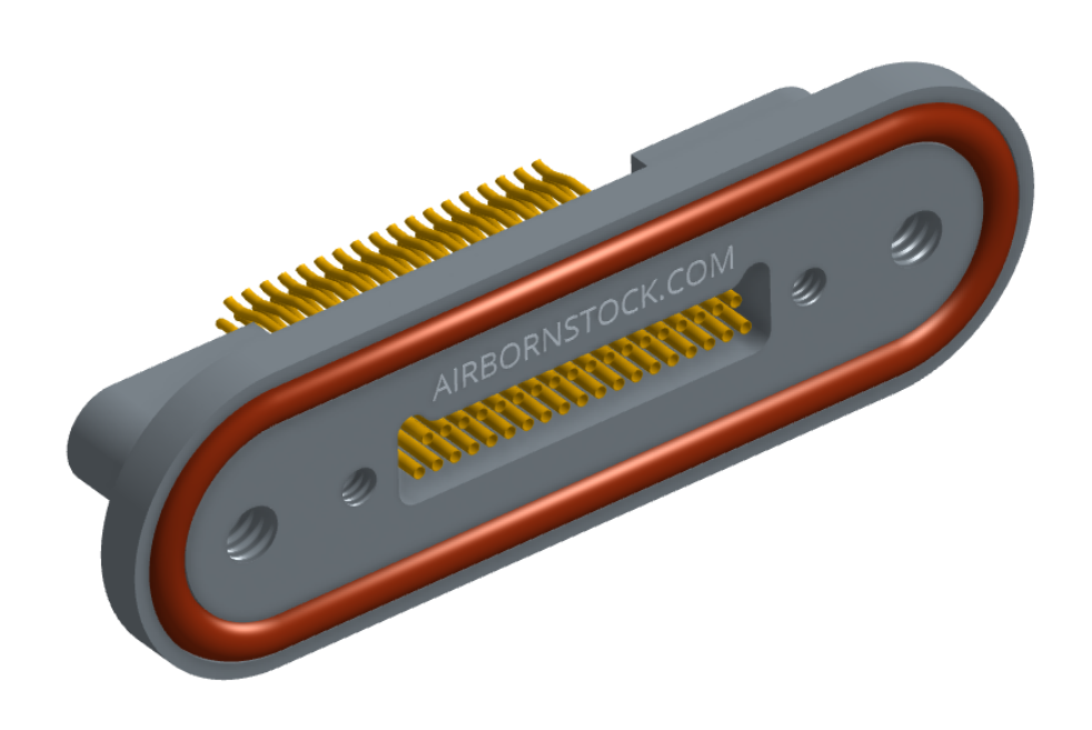 NMRP-224-037-228-TH00-EMI - Nano-miniature D-shaped rear panel mount straddle surface board mount flex connector with EMI o-ring in lieu of fluorosilicone o-ring, 2 rows with 36617 contacts, and threaded holes for attachment hardware. (Receptacle)