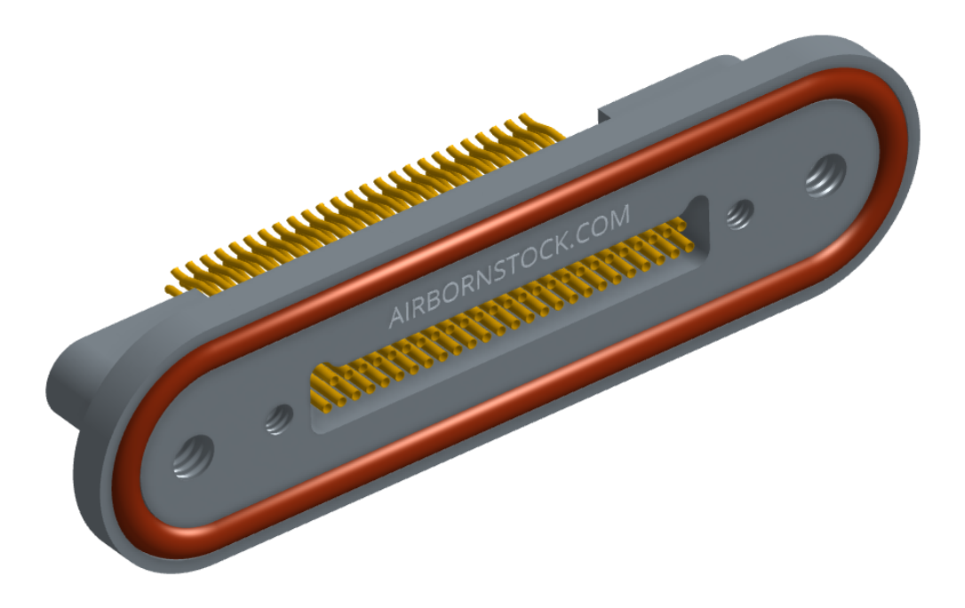 NMRP-224-051-225-TH00 - Nano-miniature D-shaped rear panel mount straddle surface board mount flex connector with fluorosilicone o-ring, 2 rows with 36617 contacts, and threaded holes for attachment hardware. (Receptacle)