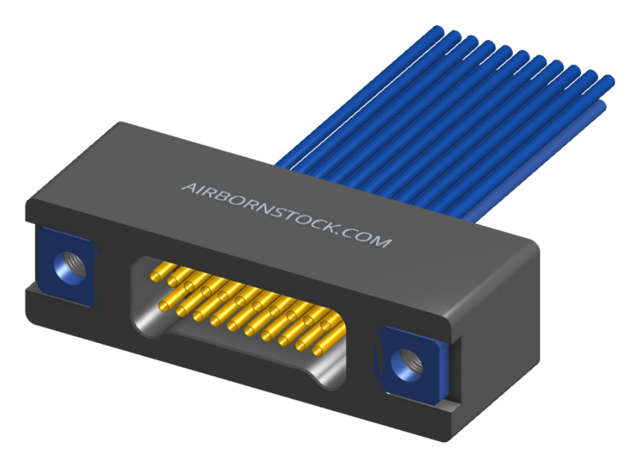 NMSP-225-021-261-THAA - Splashproof Nano-miniature D-shaped I/O connector, 2 rows with 21 contacts, and threaded holes for attachment hardware. (Receptacle)