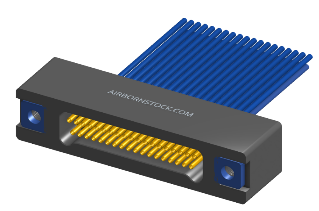 NMSP-225-037-261-THAA - Splashproof Nano-miniature D-shaped I/O connector, 2 rows with 37 contacts, and threaded holes for attachment hardware. (Receptacle)