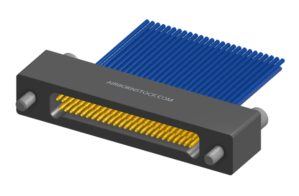 NMSP-225-051-261-JCAA - Splashproof Nano-miniature D-shaped I/O connector, 2 rows with 51 contacts, and turning jackscrew attachment hardware. (Receptacle)