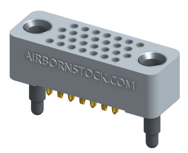 RC422-028-101-3000 - Full profile board-to-board stackable connector (bottom-of-stack), 4 rows and 7 columns (28 total contacts), and guide hardware.
