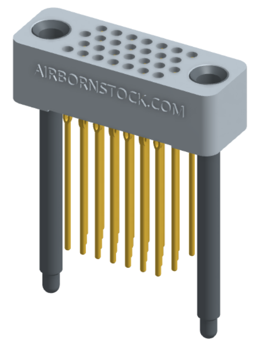 RC422-028-251-4400 - Full profile board-to-board stackable connector, 4 rows and 7 columns (28 total contacts), and guide hardware.