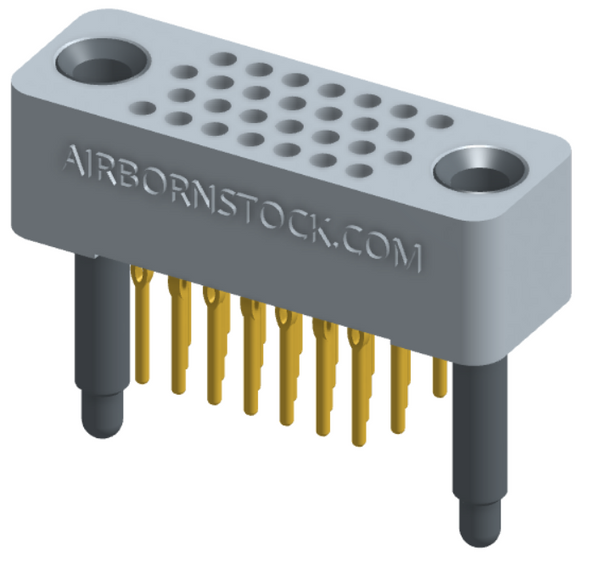 RC422-028-301-39FT - Full profile board-to-board stackable connector, 4 rows and 7 columns (28 total contacts), and guide hardware with female thread.