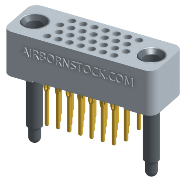 RC422-028-311-40FT - Full profile board-to-board stackable connector, 4 rows and 7 columns (28 total contacts), and guide hardware with female thread.