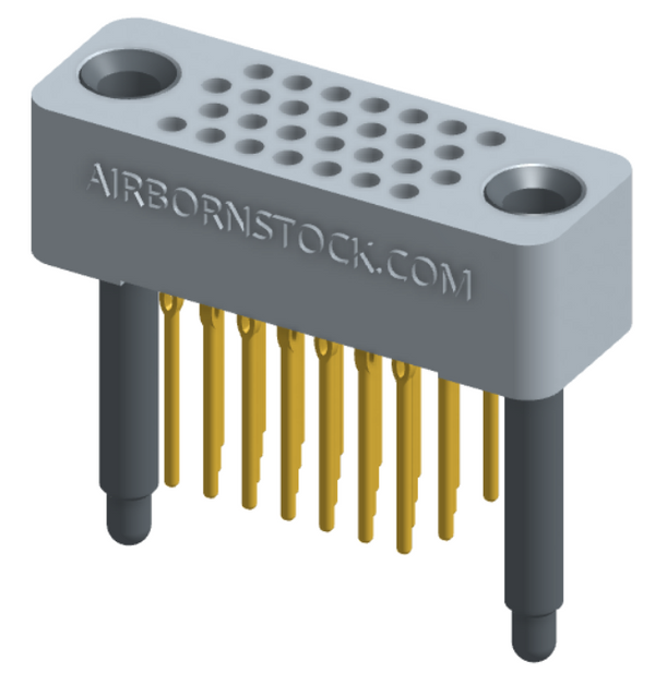 RC422-028-321-41FT - Full profile board-to-board stackable connector, 4 rows and 7 columns (28 total contacts), and guide hardware with female thread.