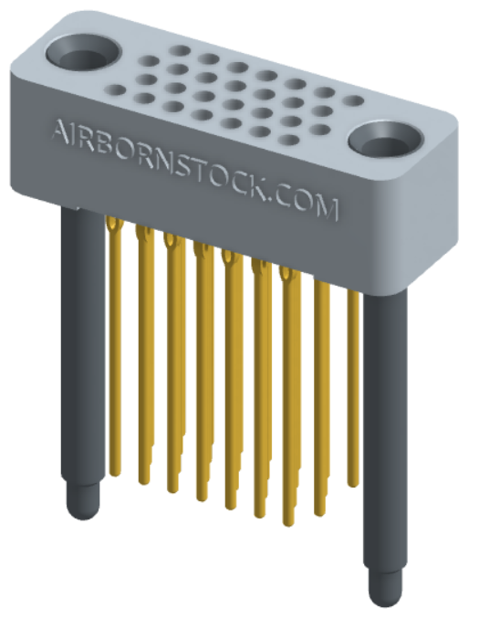 RC422-028-341-43FT - Full profile board-to-board stackable connector, 4 rows and 7 columns (28 total contacts), and guide hardware with female thread.