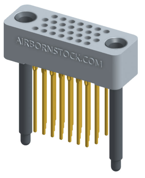 RC422-028-371-46FT - Full profile board-to-board stackable connector, 4 rows and 7 columns (28 total contacts), and guide hardware with female thread.