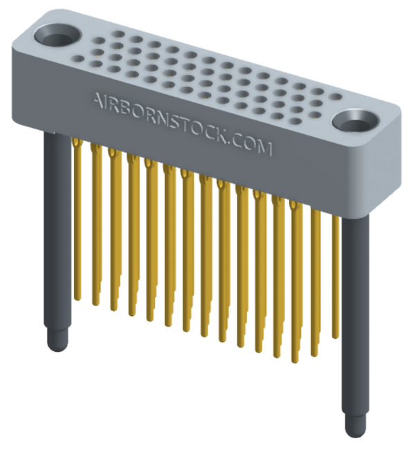 RC422-052-251-44FT - Full profile board-to-board stackable connector, 4 rows and 13 columns (52 total contacts), and guide hardware with female thread.