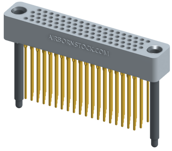 RC422-076-341-4300 - Full profile board-to-board stackable connector, 4 rows and 19 columns (76 total contacts), and guide hardware.