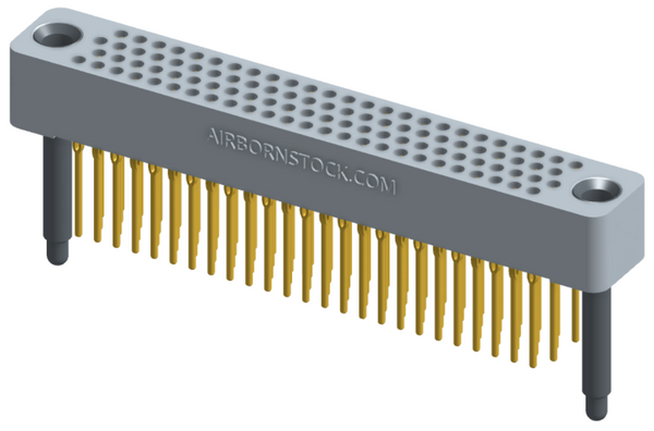 RC422-100-221-41FT - Full profile board-to-board stackable connector, 4 rows and 25 columns (100 total contacts), and guide hardware with female thread.