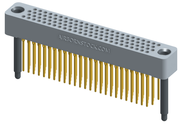 RC422-100-231-42FT - Full profile board-to-board stackable connector, 4 rows and 25 columns (100 total contacts), and guide hardware with female thread.