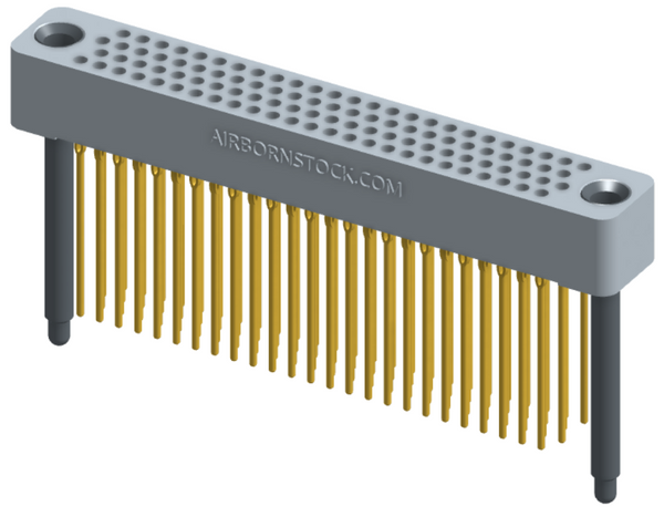 RC422-100-341-43FT - Full profile board-to-board stackable connector, 4 rows and 25 columns (100 total contacts), and guide hardware with female thread.