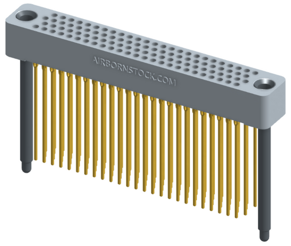 RC422-100-361-45FT - Full profile board-to-board stackable connector, 4 rows and 25 columns (100 total contacts), and guide hardware with female thread.