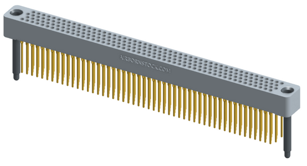 RC422-200-231-4200 - Full profile board-to-board stackable connector, 4 rows and 50 columns (200 total contacts), and guide hardware.