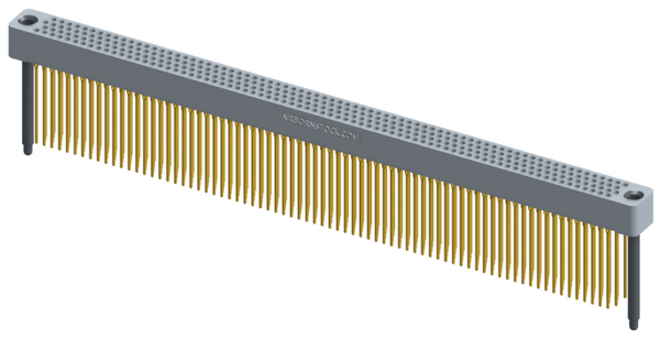 RC422-300-351-4400 - Full profile board-to-board stackable connector, 4 rows and 75 columns (300 total contacts), and guide hardware.