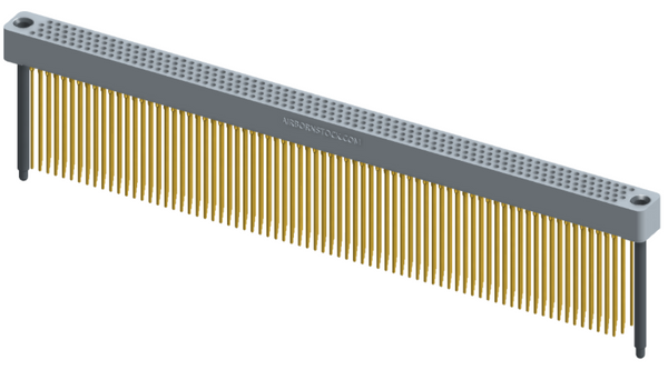 RC422-300-381-4700 - Full profile board-to-board stackable connector, 4 rows and 75 columns (300 total contacts), and guide hardware.