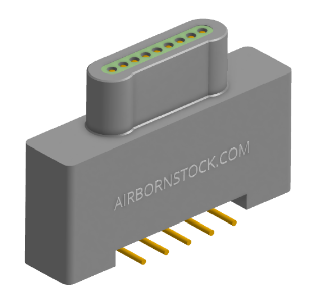 NK-1A2-009-128-0000-010 - Nano-miniature D-shaped vertical surface board mount (SMT) connector, 9 contacts, and no hardware.