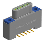 NK-1A2-009-128-TH00 - Nano-miniature D-shaped vertical surface board mount (SMT) connector, 9 contacts, and threaded holes for attachment hardware.