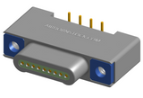 NK-1A2-009-128-TH00 - Nano-miniature D-shaped vertical surface board mount (SMT) connector, 9 contacts, and threaded holes for attachment hardware.