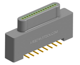 NK-1A2-015-128-0000 - Nano-miniature D-shaped vertical surface board mount (SMT) connector, 15 contacts, and no hardware.