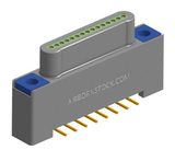 NK-1A2-015-128-TH00 - Nano-miniature D-shaped vertical surface board mount (SMT) connector, 15 contacts, and threaded holes for attachment hardware.