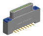 NK-1A4-015-125-TH00 - Nano-miniature D-shaped vertical surface board mount (SMT) connector, 15 contacts, and threaded holes for attachment hardware.