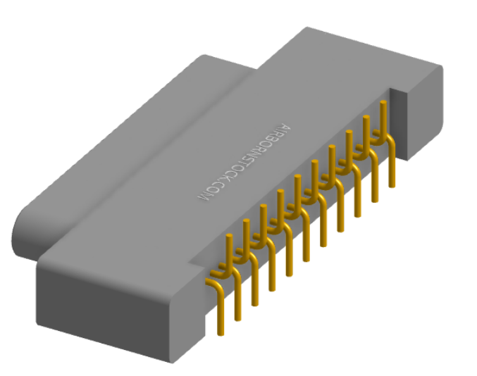 NK-1A2-021-128-0000-010 - Nano-miniature D-shaped vertical surface board mount (SMT) connector, 21 contacts, and no hardware.