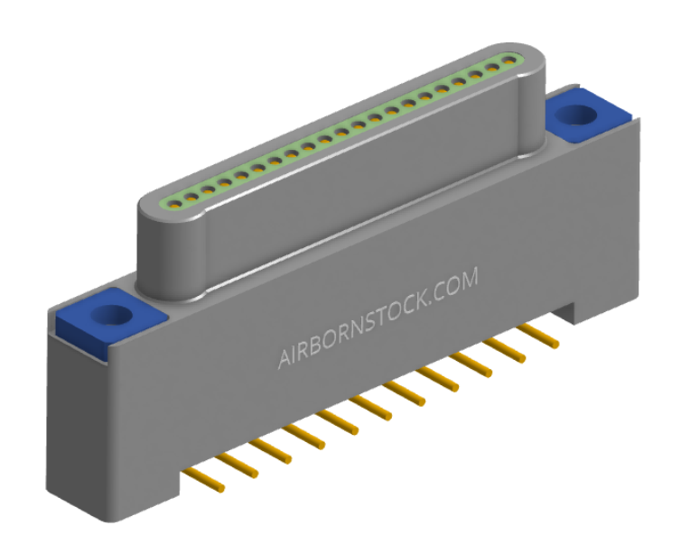 NK-1A2-021-128-TH00-010 - Nano-miniature D-shaped vertical surface board mount (SMT) connector, 21 contacts, and threaded holes for attachment hardware.
