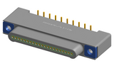NK-1A2-021-128-TH00-010 - Nano-miniature D-shaped vertical surface board mount (SMT) connector, 21 contacts, and threaded holes for attachment hardware.