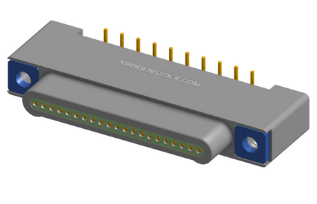 NK-1A2-021-125-TH00 - Nano-miniature D-shaped vertical surface board mount (SMT) connector, 21 contacts, and threaded holes for attachment hardware.