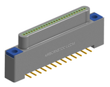 NK-1A2-025-125-TH00-010 - Nano-miniature D-shaped vertical surface board mount (SMT) connector, 25 contacts, and threaded holes for attachment hardware.