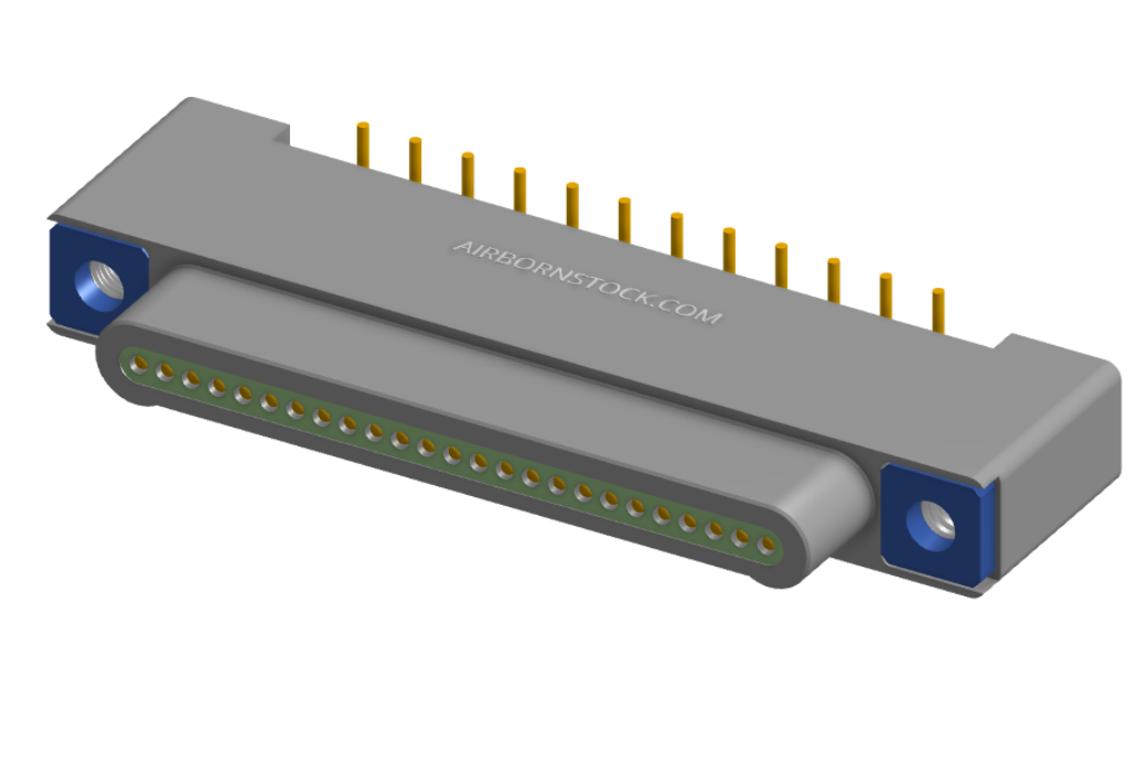 NK-1A2-025-125-TH00-010 - Nano-miniature D-shaped vertical surface board mount (SMT) connector, 25 contacts, and threaded holes for attachment hardware.
