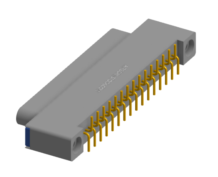 NK-1A2-031-125-TH00 - Nano-miniature D-shaped vertical surface board mount (SMT) connector, 31 contacts, and threaded holes for attachment hardware.