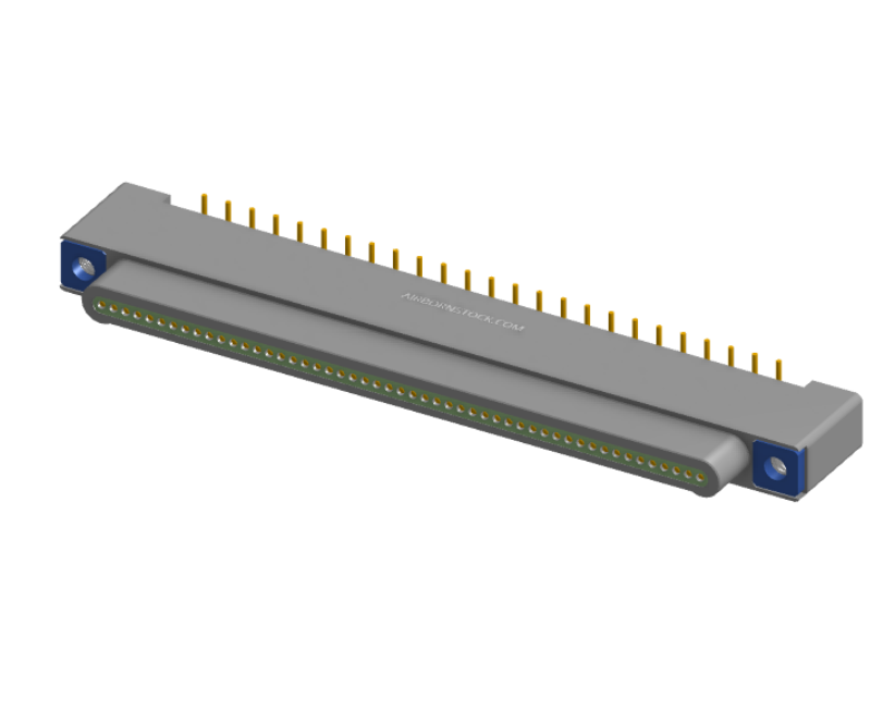 NK-1A2-051-128-TH00 - Nano-miniature D-shaped vertical surface board mount (SMT) connector, 51 contacts, and threaded holes for attachment hardware.