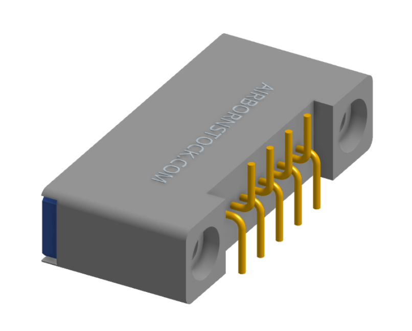 NK-1B2-009-225-TH00 - Nano-miniature D-shaped vertical surface board mount (SMT) connector with mounting holes, 1 row of 9 contacts, and threaded holes for attachment hardware. (Receptacle)