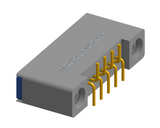 NK-1B2-009-225-TH00 - Nano-miniature D-shaped vertical surface board mount (SMT) connector with mounting holes, 1 row of 9 contacts, and threaded holes for attachment hardware. (Receptacle)