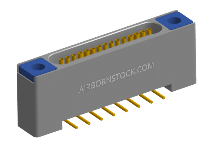 NK-1B2-015-228-TH00-010 - Nano-miniature D-shaped vertical surface board mount (SMT) connector with mounting holes, 1 row of 15 contacts, and threaded holes for attachment hardware. (Receptacle)
