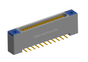 NK-1B4-021-228-TH00 - Nano-miniature D-shaped vertical surface board mount (SMT) connector with mounting holes, 1 row of 21 contacts, and threaded holes for attachment hardware. (Receptacle)