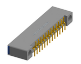 NK-1B2-025-228-TH00 - Nano-miniature D-shaped vertical surface board mount (SMT) connector with mounting holes, 1 row of 25 contacts, and threaded holes for attachment hardware. (Receptacle)