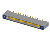 NK-1B2-037-225-TH00 - Nano-miniature D-shaped vertical surface board mount (SMT) connector with mounting holes, 1 row of 37 contacts, and threaded holes for attachment hardware. (Receptacle)