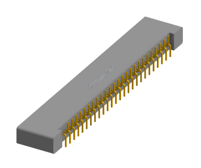 NK-1B2-051-225-0000 - Nano-miniature D-shaped vertical surface board mount (SMT) connector with mounting holes, 1 row of 51 contacts, and no hardware. (Receptacle)