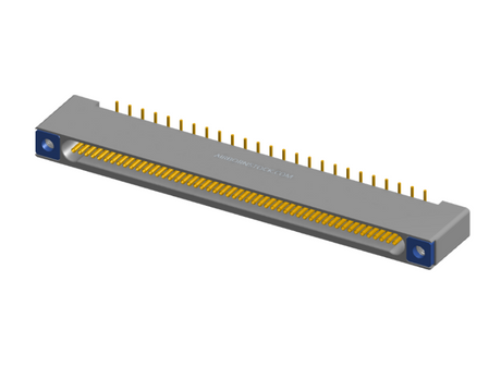 NK-1B2-051-225-TH00 - Nano-miniature D-shaped vertical surface board mount (SMT) connector with mounting holes, 1 row of 51 contacts, and threaded holes for attachment hardware. (Receptacle)
