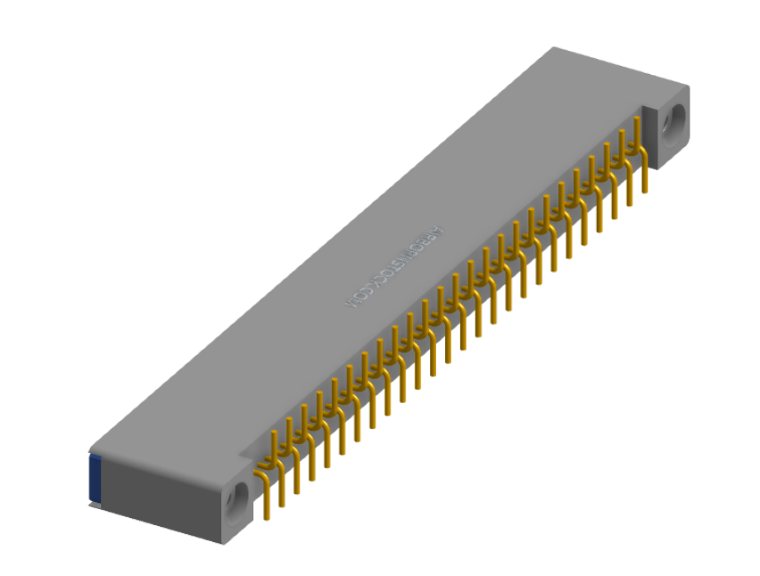 NK-1B2-051-225-TH00 - Nano-miniature D-shaped vertical surface board mount (SMT) connector with mounting holes, 1 row of 51 contacts, and threaded holes for attachment hardware. (Receptacle)