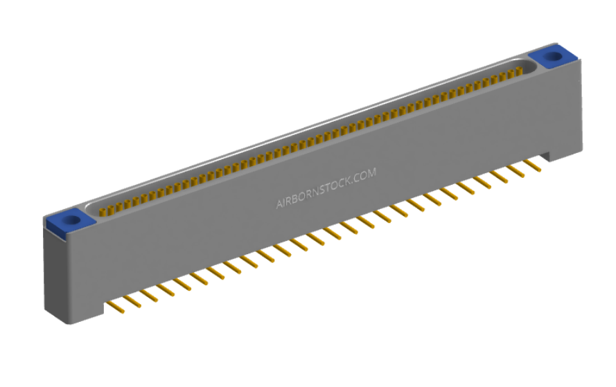 NK-1B2-051-225-TH00 - Nano-miniature D-shaped vertical surface board mount (SMT) connector with mounting holes, 1 row of 51 contacts, and threaded holes for attachment hardware. (Receptacle)