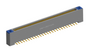 NK-1B4-051-225-TH00 - Nano-miniature D-shaped vertical surface board mount (SMT) connector with mounting holes, 1 row of 51 contacts, and threaded holes for attachment hardware. (Receptacle)