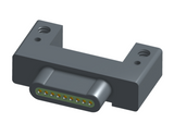 NK-1C2-009-125-TH00 - Nano-miniature D-shaped horizontal surface board mount (SMT) connector with mounting holes, 9 contacts, and threaded holes for attachment hardware.