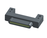 NK-1C2-015-128-0000 - Nano-miniature D-shaped horizontal surface board mount (SMT) connector with mounting holes, 15 contacts, and no hardware.