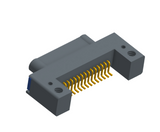 NK-1C2-015-128-TH00 - Nano-miniature D-shaped horizontal surface board mount (SMT) connector with mounting holes, 15 contacts, and threaded holes for attachment hardware.