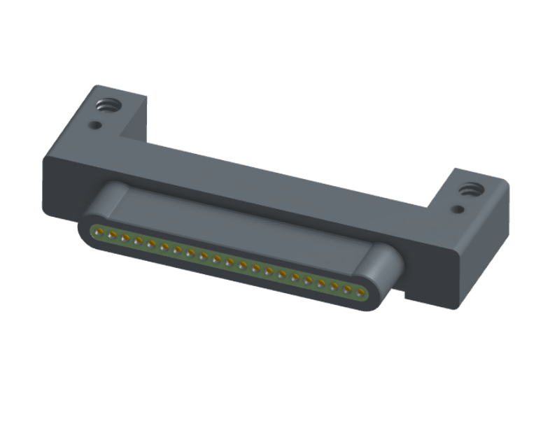 NK-1C2-021-128-0000 - Nano-miniature D-shaped horizontal surface board mount (SMT) connector with mounting holes, 21 contacts, and no hardware.